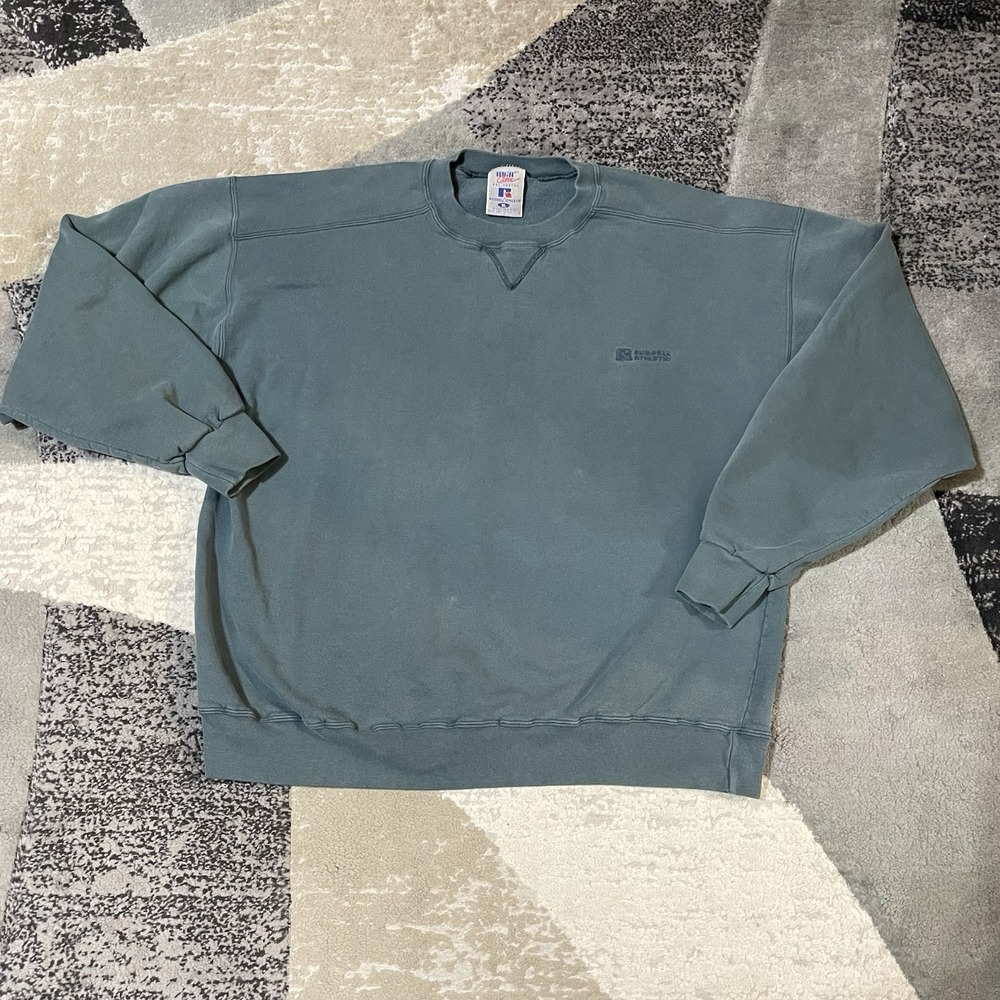 Vintage 90s Russell Athletic Sweatshirt‎ Men XL Green Blank Grunge Made In USA